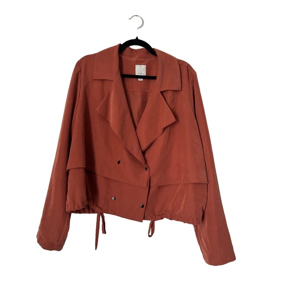 Halogen Jackets & Blazers - Halogen Cropped Utility Jacket Size XL Rust Modal Blend Double Breasted Button